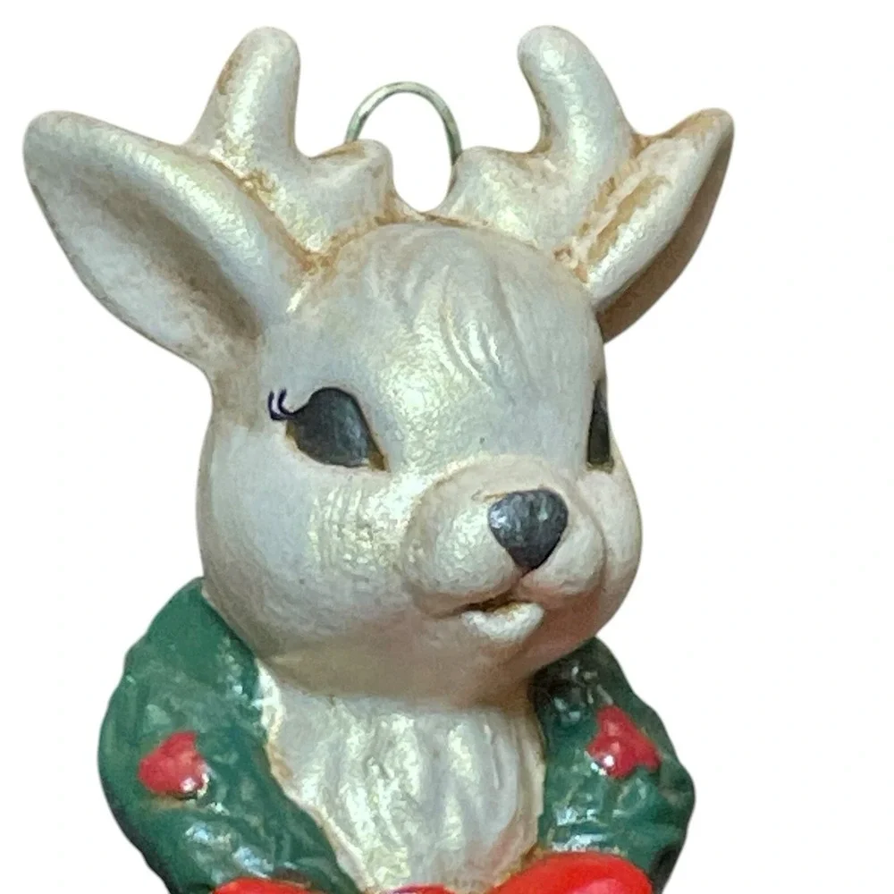 Vintage Christmas Reindeer with Wreath Icicle‎ Ornament 8 inches Retro